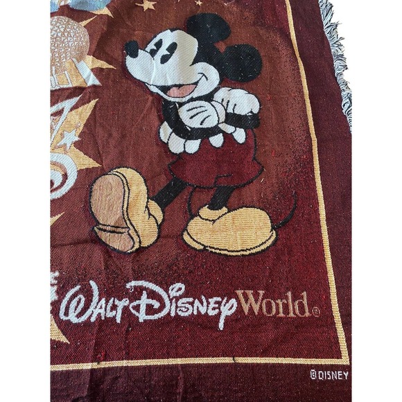 Walt Disney World Tapestry Throw Blanket Afghan Mickey Mouse Theme Parks 58"x44" - Picture 6 of 7